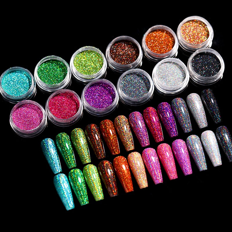 Holographics Nail Powders Laser Shiny Nail Glitters Dust Decorations For Nail Art Chrome Pigment DIY Accessories