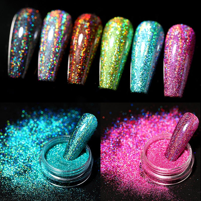 Holographics Nail Powders Laser Shiny Nail Glitters Dust Decorations For Nail Art Chrome Pigment DIY Accessories